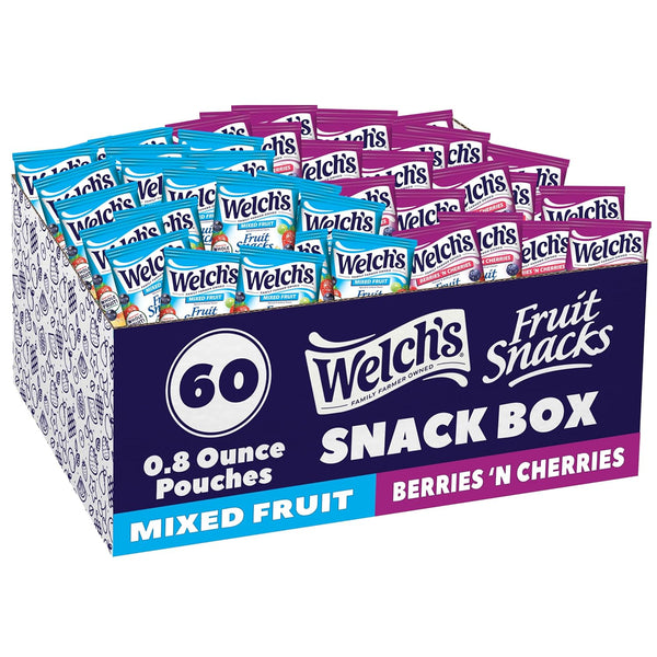 Welch's Fruit Snacks, Mixed Fruit & Berries 'N Cherries Snack Box, Gluten