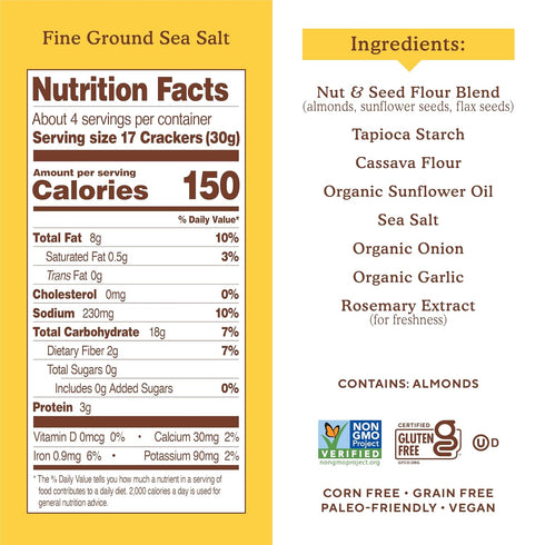 7 (Pack 2) Simple Mills Almond Flour Crackers, Family Size, Fine Ground Sea Salt - Gluten Free, Vegan, Healthy Snacks