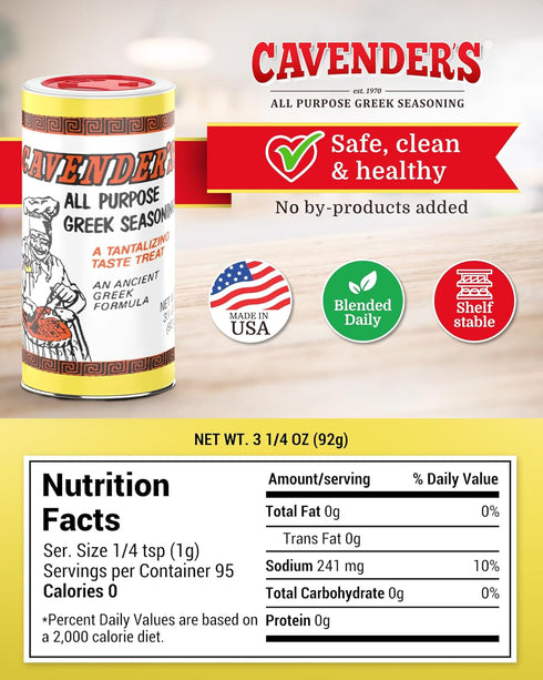 8 oz (pack 4) 4 Pack Cavender's All Purpose Greek Seasoning - of and exclusive Cavender's Recipe box!