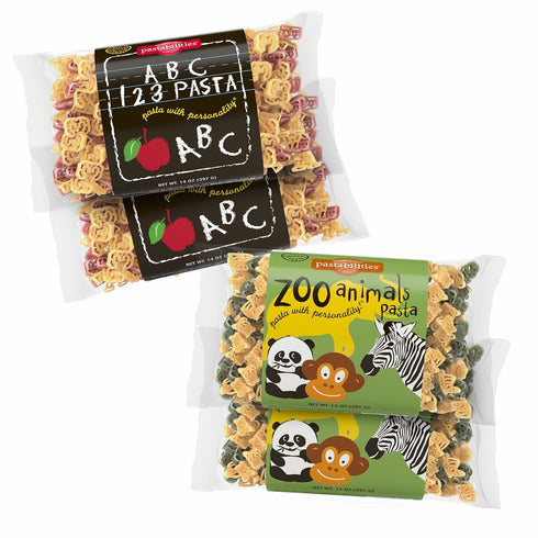 4 Pack: 2 ABC 123 Pasta & 2 Zoo Pasta