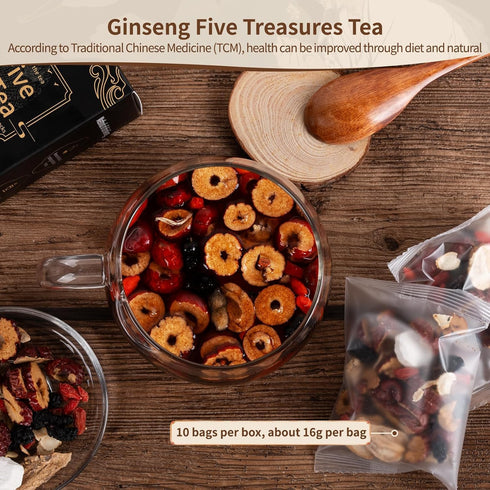 BeleePlanner 7 Formula(1 Pack/25 Ginseng Five Treasures Kidney Tea, Traditional Chinese Herbal TeaBags, Natural Kidney