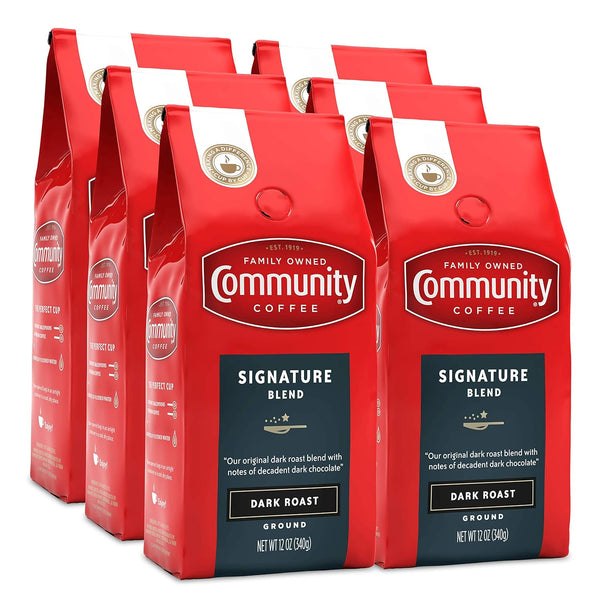 Community Coffee, Signature Blend Dark Roast, Premium Ground Coffee, 72 Ounces, 12
