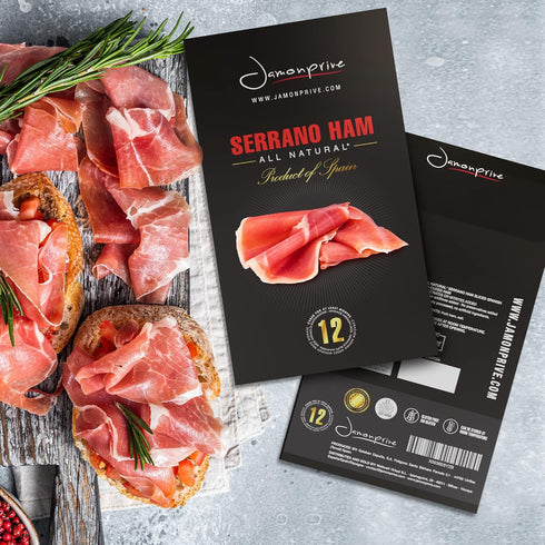 (3oz) (3 oz Pack 1 Spanish Serrano Ham Sliced Dry-Cured - Spanish Jamon Serrano with NO Nitrates or Nitrites all