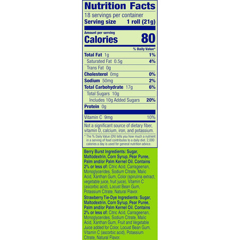 Pack, 18 13.5 oz Fruit by the Foot Fruit Flavored Snacks, No Colors from Artificial Sources, Gluten Free, Variety Ct