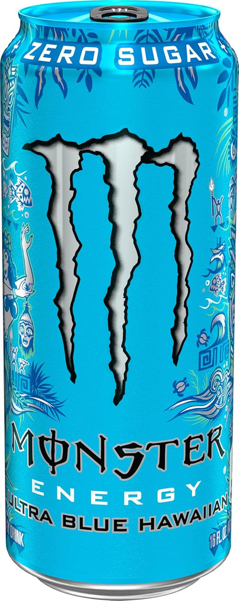 16 Pack 15 Monster Energy Ultra Blue Hawaiian, Sugar Free Energy Drink, Ounce |