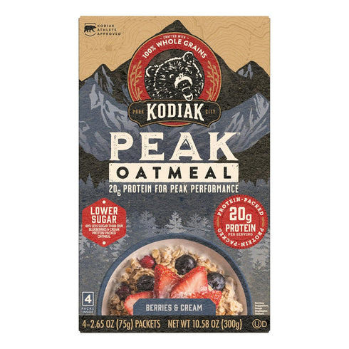 Packets, Protein,100% 6 4 packets 24 packets) Kodiak Cakes Peak Instant Oatmeal Berries & Cream, High Whole Grains, box
