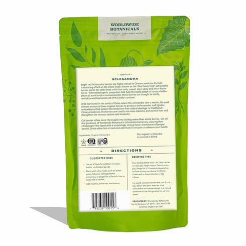 1lb, 100% 16 Worldwide Botanicals Organic Schisandra Berries, tea cut for best infusion. Schisandra chinesis AKA Five