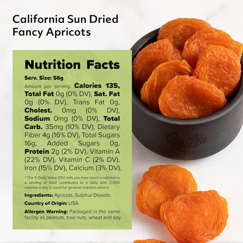 (2 LBS) NUTS U.S. - California Sun Dried Fancy Apricots | Juicy and Tangy Flavor | No Sugar or Color Added | Gluten