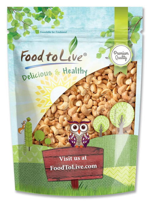 Food to Live Dry Roasted Whole Cashews with Himalayan Salt, 1 Pound