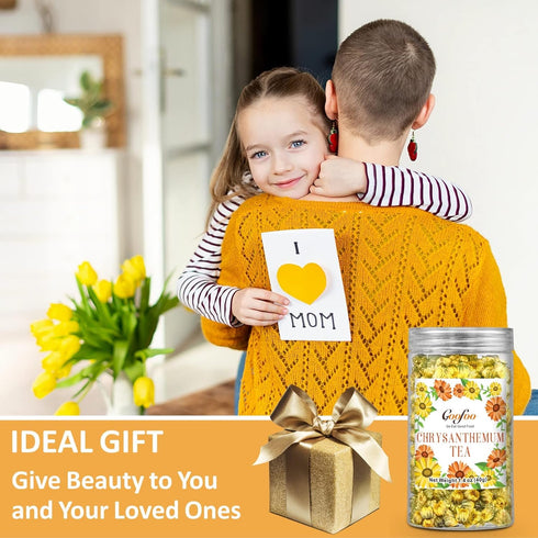 Chrysanthemum Tea, Dried Taiju Bulk Yellow Edible Flowers, Decaffeinated Natural Sweet Herbal Tea, Ideal for Gift, 1.4