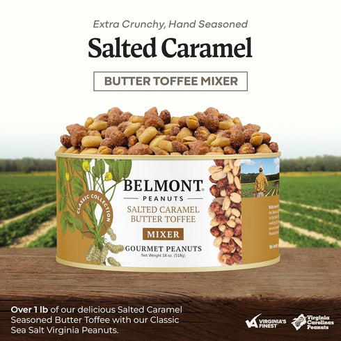 18 oz (1 Pack) Belmont Peanuts Gourmet Salted Caramel Butter Toffee Mixer with Sea Salt and Butter Toffee Flavored