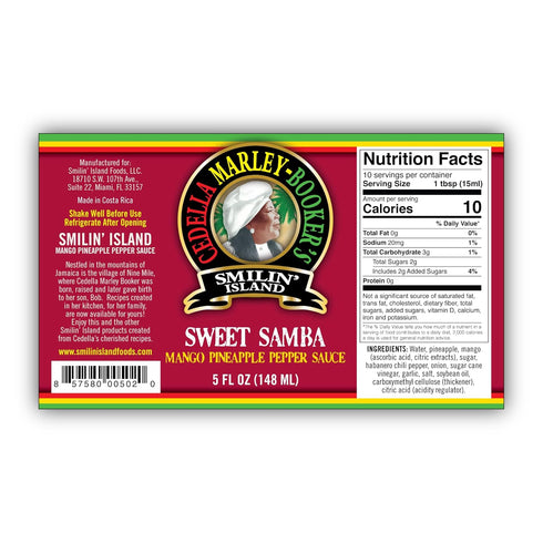 5 oz Smilin Island Sweet Samba Tropical Hot Sauce, Pineapple Mango Habanero, Sweet Flavor & Light Heat, Great