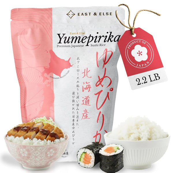East and Else Premium Japanese Sushi Rice, Yumepirika Short Grain, 2.2 LB (1 KG) 100%