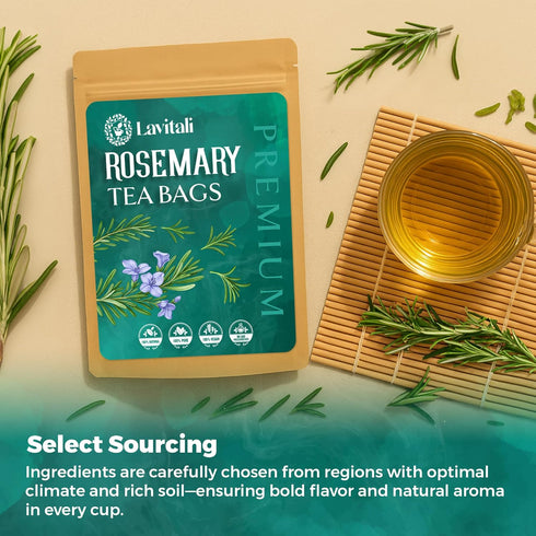 LaVitali 120 100% , Rosemary Leaves Tea Bags | bags, Pure Herbal Tea | Caffeine-Free, No Sugar, Eco-Friendly Filter