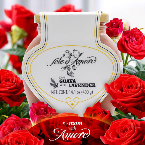 14 oz. 100% SOLE E AMORE. Gourmet GUAVA JAM WITH LAVENDER natural fruit. No colorants, no binders, no artificial