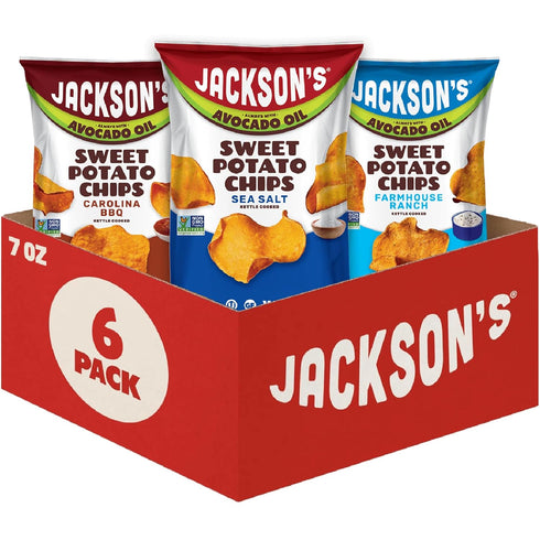 Jacksons Sweet Potato Kettle Chips Avocado Oil Variety Pack (7oz, Pack of