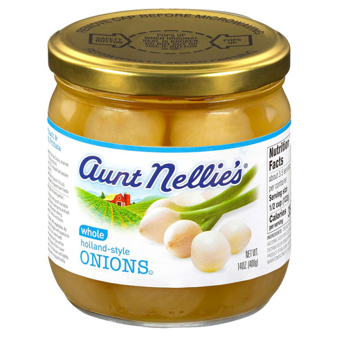 Aunt Nellies Whole Holland-Style Onions | Mildly Sweet-Tart and Delicious | Imported
