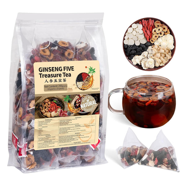 BeleePlanner Ginseng Five Treasures Kidney Tea, Traditional Chinese Herbal TeaBags, Natural Kidney Cleanse