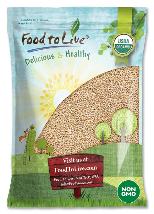 Food to Live Organic Puffed Quinoa, 1.5 Pounds Crispy White Quinoa Pop.