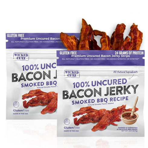 Smoked BBQ Bacon Jerky, 24g Protein Per Bag, Tender & Easy to
