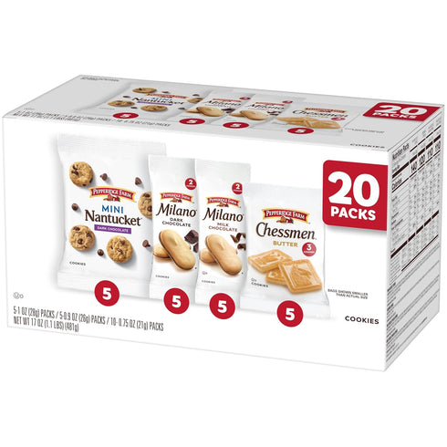 Pack, Packs, 20 Pepperidge Farm Cookies Variety Snack Pk