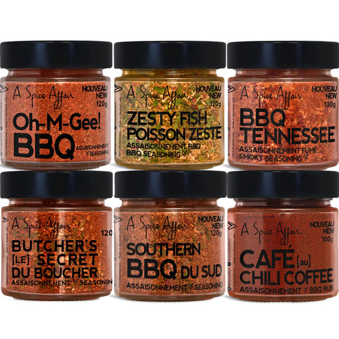 A Spice Affair's Master BBQ Seasoning Set 6 Pack Barbecue Spices and