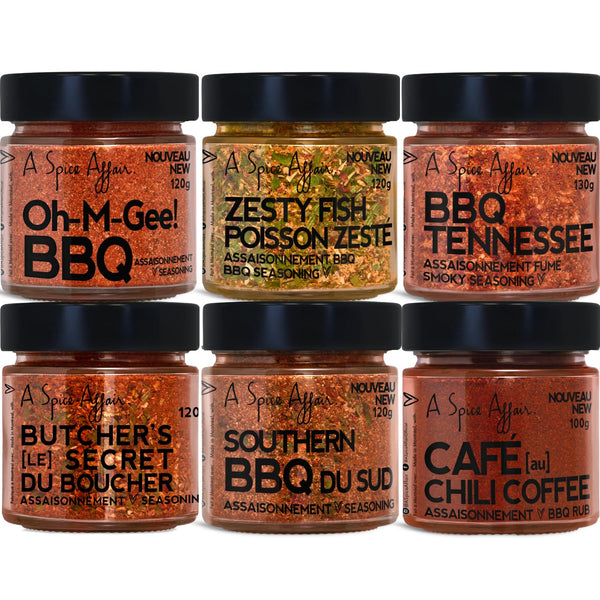 A Spice Affair's Master BBQ Seasoning Set 6 Pack Barbecue Spices and