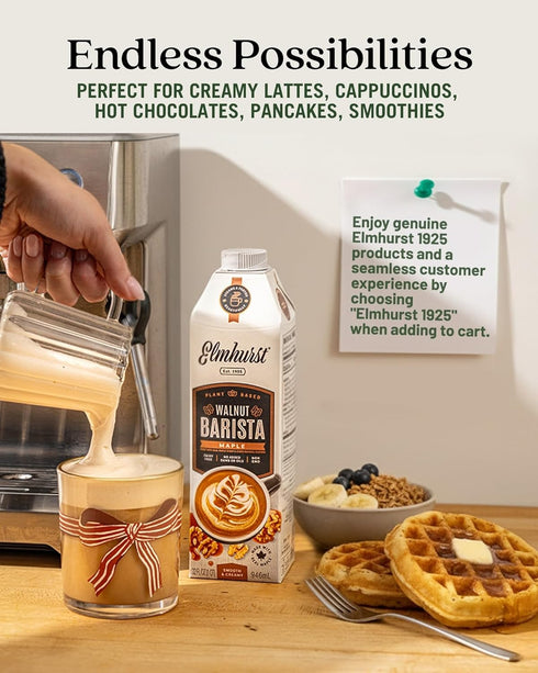 1925 32 (Pack 6) Elmhurst Maple Walnut Milk Barista Edition Ounce of Plant-Based, Extra Creamy, Vegan, Dairy-Free