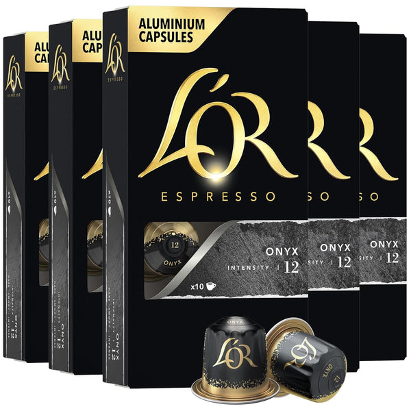 L'OR Espresso Capsules, 50 Count Onyx, Single-Serve Aluminum Coffee Capsules Compatible with