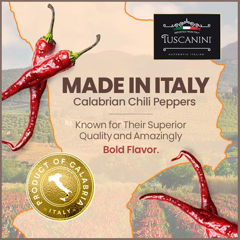 9.2oz (4 Pack) Tuscanini Italian Whole Calabrian Chili Peppers In Oil, | Beautifully Red and Long Peppers | Nothing