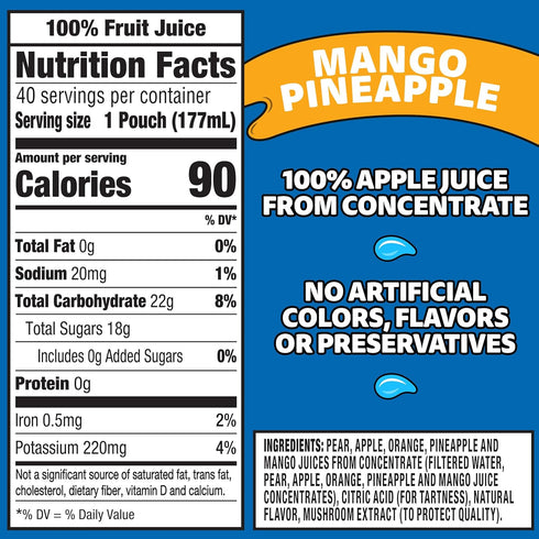 100% 40 Pack, 4 10 Capri Sun Mango Pineapple Flavored Juice Blend from Concentrate with Added Ingredients and Other