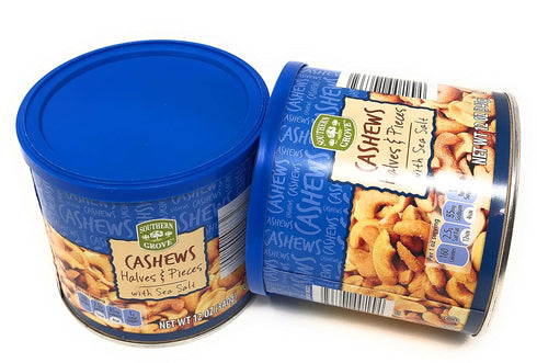 12 OZ 24 OZ) Cashew Tree Nuts Halves and Pieces Two Canisters Each (Total