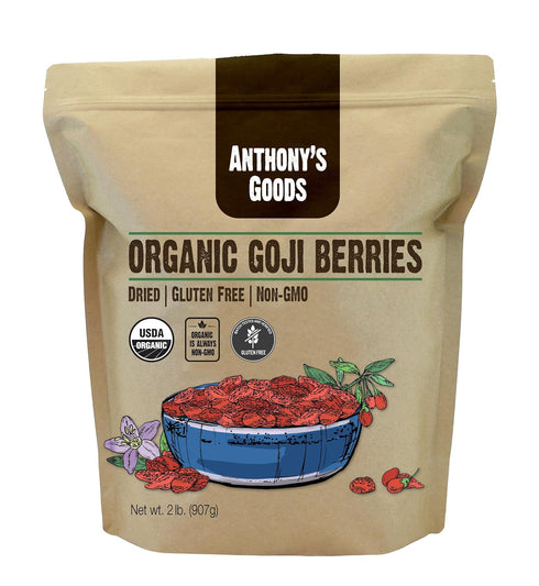 Anthony's Organic Goji Berries, 2lb, Dried, Gluten Free, Non GMO, Wolfberries, Unsulphured,