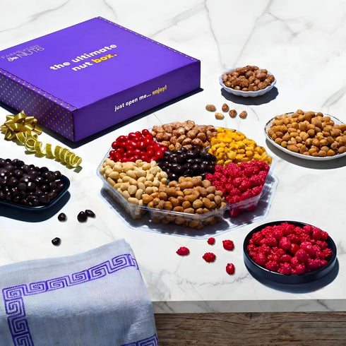 7 Nut And Chocolate Gift Basket - Gourmet Chocolate & Nuts Gift Basket - Thank You - Holiday Box - Get Well - Birthday