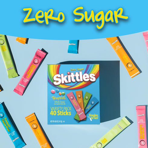 Pack, 4 1 (40 Skittles Singles To Go Tropical Variety Watertok Powdered Drink Mix, Zero Sugar, Low Calorie, Includes