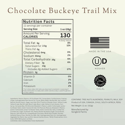 Songbird Farms (11 Oz) Buckeye Candy Trail Mix - Sweet & Salty Peanut Butter Snacks - Small Batch, Made in the USA