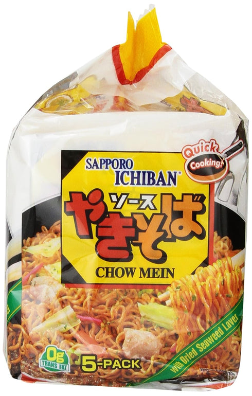 5 Count, 18 (Pack 6) Sapporo Ichiban Chow Mein Yakisoba, Ounce