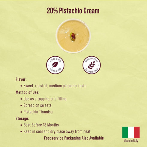20% 90 Absolutely Nuts Pistachio Cream Authentic Italian Pistachio Butter & Paste, Gourmet Spread & Filling