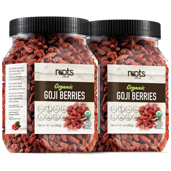 Roots Circle USDA Organic Dried Goji Berries 14.1 oz Jar 2 Pack
