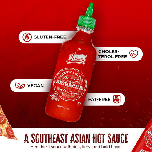 Lieber's Sriracha Hot Chili Sauce, Authentic, Non-GMO, Gluten-free, Vegan, 1 lb (Pack of 2)