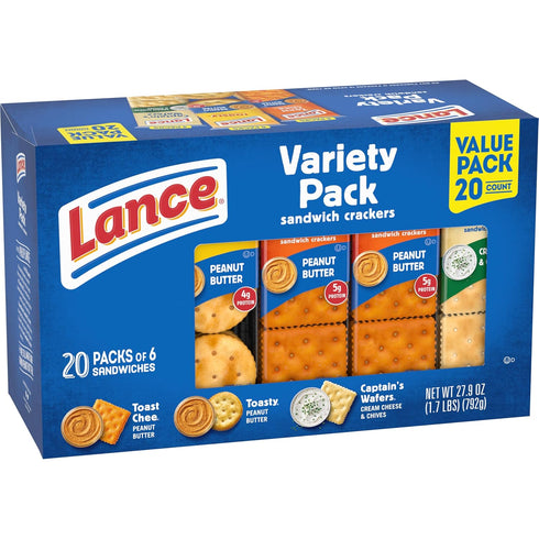 Pack, 3 20 Packs, 6 Lance Sandwich Crackers, Variety Flavors, Individually Wrapped Sandwiches Each