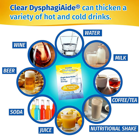 Clear DysphagiAide Instant Beverage and Food Thickener, Box of 20 Level 3 Single Serve Packets, Moderately Thick