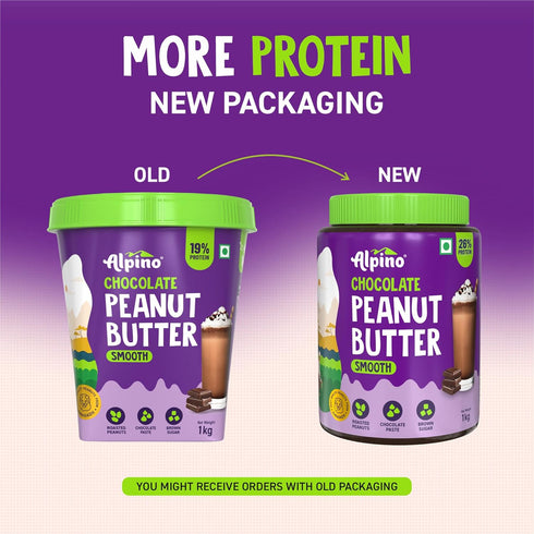 24g (1 ALPINO Chocolate Peanut Butter Smooth - Roasted Peanuts, Chocolate Paste, Brown Sugar & Sea Salt - Protein