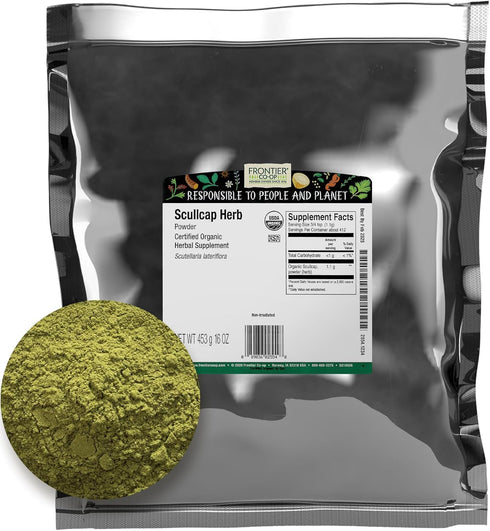 Frontier Co-op Scullcap Herb Powder, Certified Organic, Kosher | 1 lb. Bulk