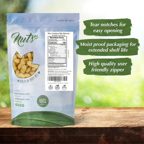 Packed (2 LBS) NUTS U.S. - Oriental Rice Crackers | No Artificial Colors | Crunchy | Natural | in a Resealable Bag