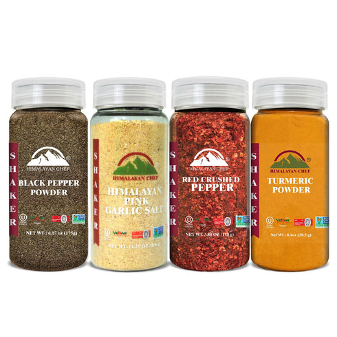 Himalayan Chef Natural Spices Shaker Variety Pack (Turmeric Powder, Black Pepper Garlic