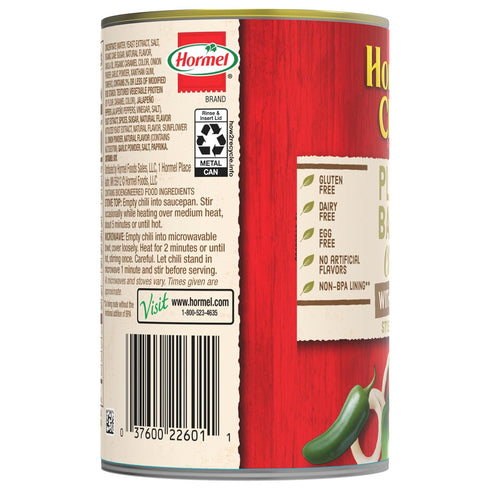 (Pack 12), 14 oz, 22g HORMEL Chili Plant-Based Chili With Beans of Protein per Serving, Gluten-Free, Egg-Free