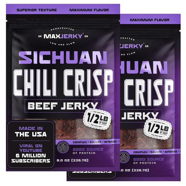MaxJerky Sichuan Chili Crisp Beef Jerky, 104 Grams of Protein, 8 OZ