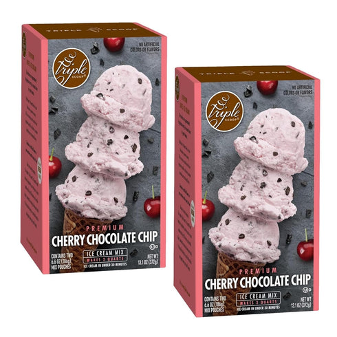Triple Scoop - Premium Cherry Choc Chip (2) Ice Cream Mix For