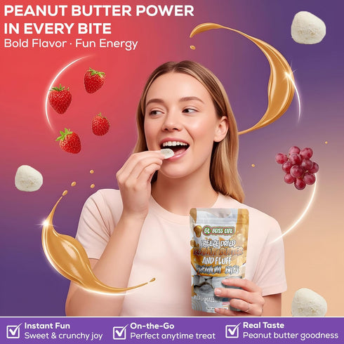 3 Count Bundle Of Bliss Life Premium PB&J Bites - Strawberry, Grape, and Marshmallow Peanut Butter Bundle